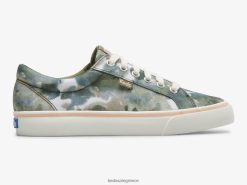 γυναίκες Keds άλμα kick καμβά αφηρημένη floral στάμπα πάνινα παπούτσια ελιά 006DX168