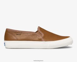 γυναίκες Keds διώροφο δερμάτινο slip σε sneaker κονιάκ 006DX26