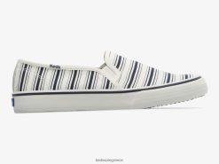 γυναίκες Keds διώροφο πάνινο ρίγες σε sneaker λευκό ναυτικό 006DX67